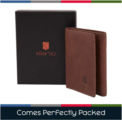 Vista 4 de KRAFTIQ AUSTIN - Cartera triple de cuero marrón curtido vegetal Marrón Vintage
