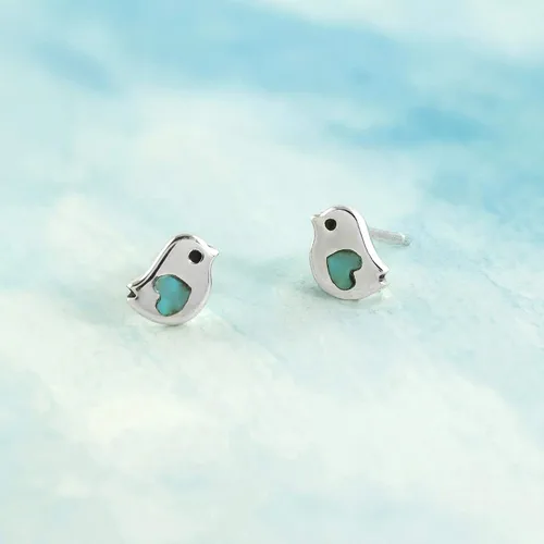 Vista 4 de Boma Joyería de plata de ley con diseño de pájaro pequeño, Plata de ley
