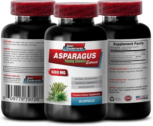 Vista 2 de cápsulas de brotes jóvenes de espárragos - ESPÁRRAGO 600 MG - EXTRACTO DE TIROS JOVEN - Extracto de raíz de espárragos - Cápsulas de fórmula