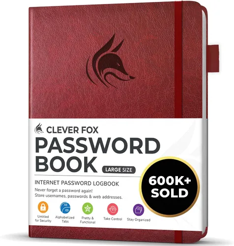 Vista 19 de Clever Fox Libro de contraseñas con pestañas alfabéticas, 4"x5.5" Keeper