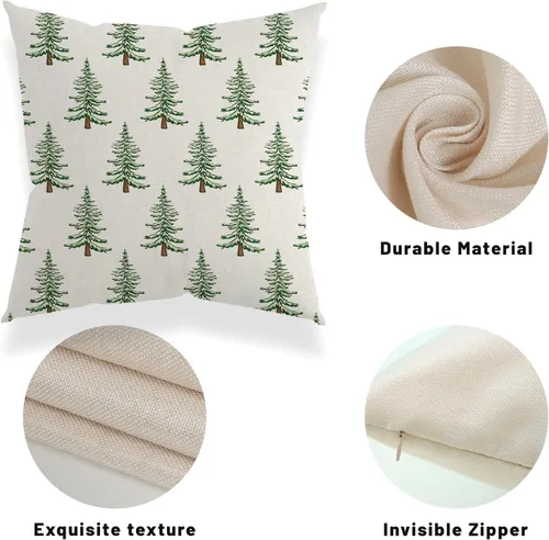 Vista 7 de Juego de 2 fundas de almohada de Navidad de 18 x 18 pulgadas, decoración de árbol de Navidad, fundas de almohada decorativas de invierno