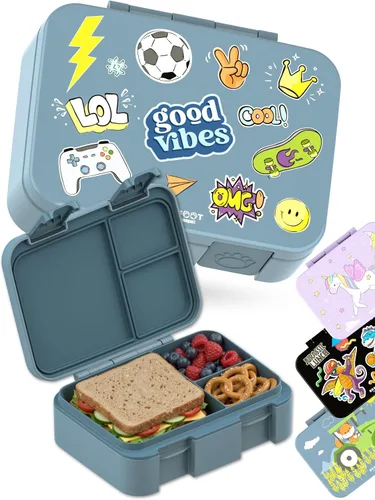 Vista 39 de BEARFOOT Lonchera infantil con compartimentos – Compacta y ligera A prueba de fugas, sin BPA, apta para lavavajillas Diseño dibujado a mano