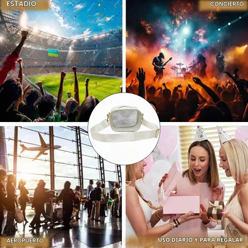 Vista 2 de Clear Bag for Stadium Events, Stadium Approved Clear Crossbody Purse Bag with 4 Detachable Straps and Mini Transparent Bag