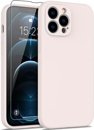 Vista 8 de DEENAKIN Funda compatible con iPhone 12 Pro con protector de pantalla, silicona sedosa, funda mejorada para cámara, probada en caídas de 16 pies