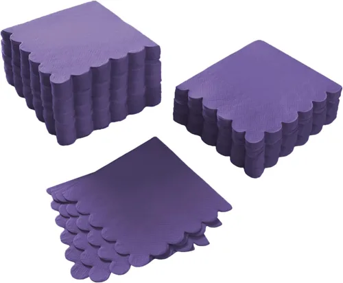 Vista 16 de 100 paquetes de servilletas de cóctel de 2 capas con borde festoneado, servilletas de postre plegadas de 5 x 5 pulgadas, servilletas desechables