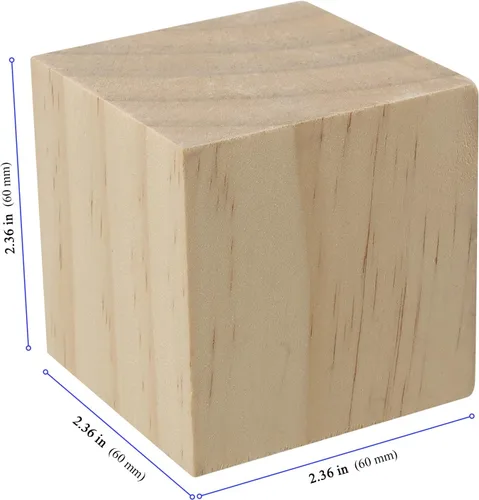 Vista 2 de KEILEOHO 10 bloques de madera de 2.5 pulgadas, cubos de madera sin terminar, bloques cuadrados sólidos en blanco para manualidades, pintura