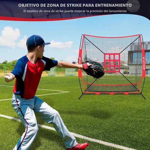 Vista 5 de BAGAIL 7x7 ft Baseball Softball Practice Net Rojo / boca completa