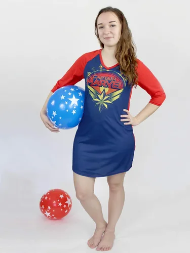 Vista 4 de Marvel Captain - Camisón de manga 34 para mujer