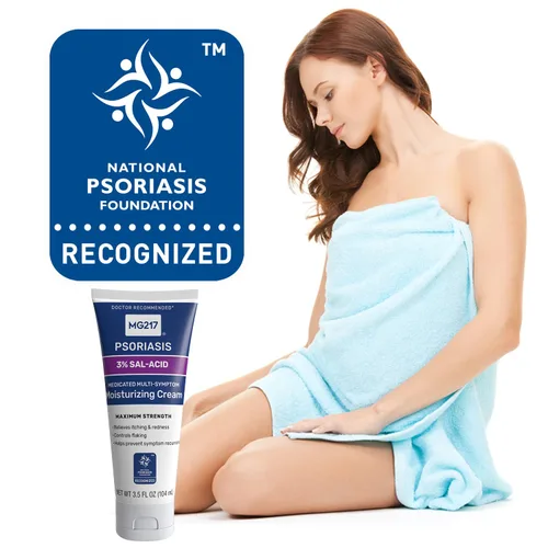 Vista 6 de MG217 Crema hidratante medicada para la psoriasis con ácido salicílico al 3%, sin fragancia, ideal para enrojecimiento, picazón y descamación, sin