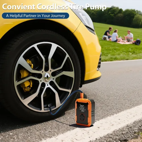 Vista 9 de Bomba de aire portátil para neumáticos de automóvil, inflador de neumáticos de 150 PSI inalámbrico con luz LED, compresor de aire recargable