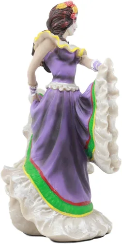 Vista 4 de Ebros Gift Dia De Los Muertos Día de los Muertos Vestido Púrpura Tradicional Estatua De Bailarín Calavera De Azúcar Vivas Calacas Celebración Osario