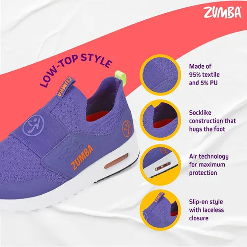 Vista 4 de Zumba Tenis de caña baja para mujer, sin cordones