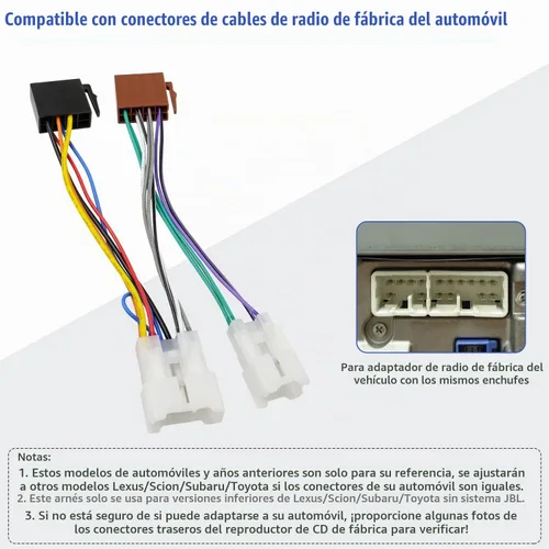 Vista 3 de Arnés de cableado ISO Compatible con Toyota Subaru Lexus Scion Adaptador Conector Enchufe de Cable de Radio Estéreo de Coche Car Radio Stereo Wire