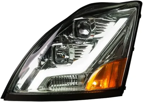 Vista 3 de Fortpro Faro de carcasa cromada con barra de luz Compatible con Volvo VN/VNL - Ambos lados