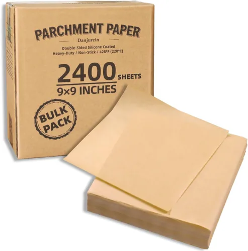 Vista 19 de Cuadrados pequeños de pergamino precortados a granel de 5 x 5, 3200 hojas, sin blanquear, antiadherentes, para envoltorios de dulces, papel de Marrón