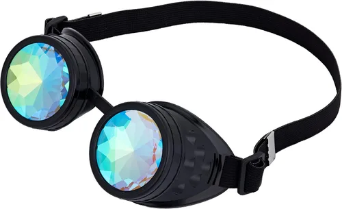 Vista 147 de Gafas de caleidoscopio retro con pinchos, gafas de cristal arcoíris steampunk estilo soldadura, gafas de cosplay punk