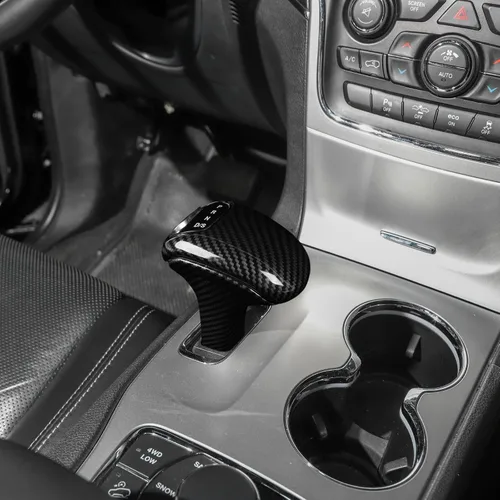 Vista 6 de RT-TCZ Cubierta de perilla de cambio de fibra de carbono, accesorio decorativo para interior, compatible con Jeep Grand Cherokee 2014-2015