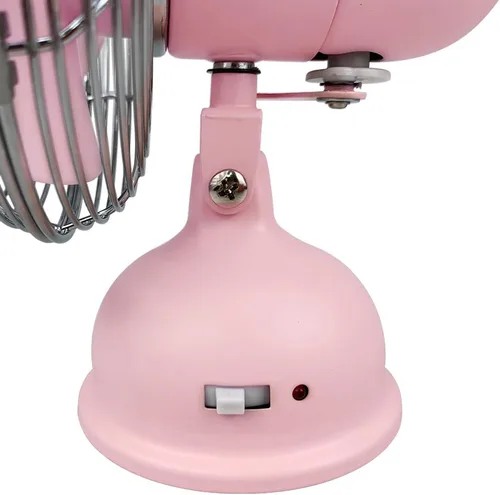 Vista 5 de Good Housekeeping 92516 Ventilador personal oscilante USB de 5" retro, todo de metal, color rosa