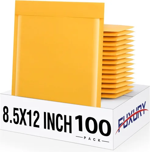 Vista 27 de Fuxury Paquete de 25 sobres de burbujas de papel kraft de 8.5 x 12 pulgadas, sobres acolchados de fuerte adherencia autosellados, sobres acolchados