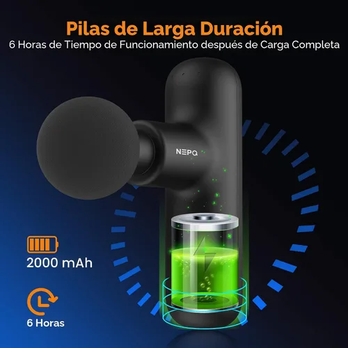 Vista 5 de NEPQ Mini Pistola de Masaje, Potente Pistola de Percusión de Tejido Profundo Portátil para Músculos Fasciales, Masajeador de Cabeza, Cuello