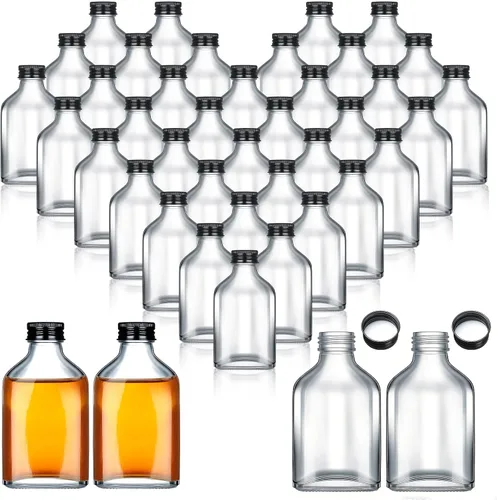 Vista 12 de Patelai 1 mini botellas de vidrio a granel con tapas, botellas de licor transparentes, botellas vacías de alcohol, embotellado de bebidas