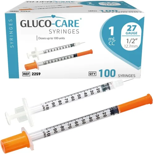 Vista 12 de GLUCO-CARE - Jeringas de 0.3 ml/cc, 30G x 5/16’’ (8mm), tapa naranja, 100/caja
