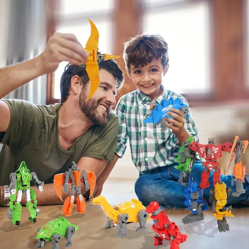 Vista 7 de Juguetes transformables de robot dinosaurio 5 en 1, figuras de acción de dinosaurio de deformación de guerras de rescate para niños de 6 a 12 años