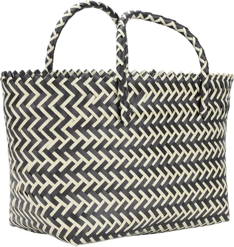 Vista 10 de Cabilock Cesta organizadora de tejido reutilizable, bolsa de compras de comestibles, bolsa de paja tejida con asa, cesta de compras portátil, bolsa