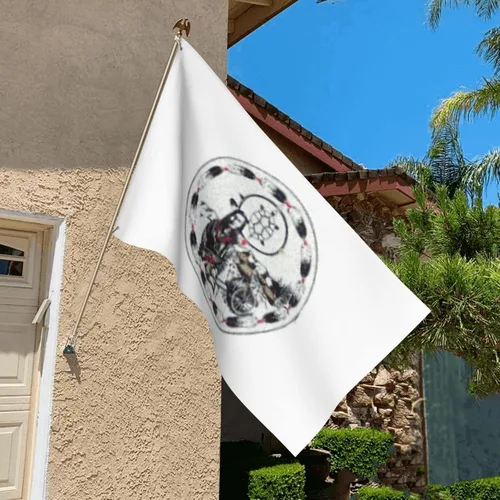 Vista 4 de Bandera de doble cara de tortuga, banderas de montaña de 3 x 5 pies, bandera de decoración al aire libre, bandera ligera para fiestas en el hogar