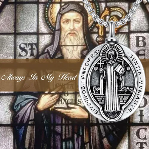 Vista 2 de POTOPYY Collar de plata de ley S925 con colgante de San MiguelSan CristóbalSan BenitoVirgen MaríaSan JoséSan PatricioSan FranciscoSan Judas Collar