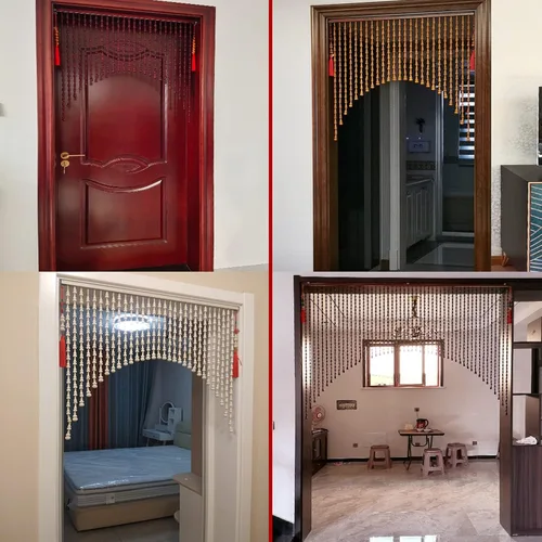 Vista 5 de Cortina de cuentas de madera de 25 hebras, persianas colgantes para puerta, no se decolora fácilmente, no se enreda, sala de estar, bodas, fiestas