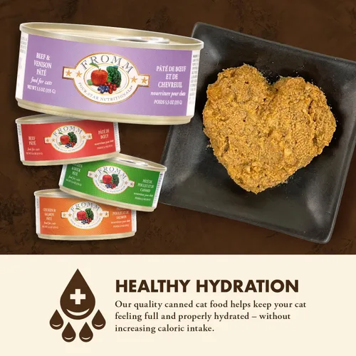 Vista 6 de Fromm Four-Star Nutritionals - Comida húmeda de primera calidad en paté de carne y venado para gatos, receta de carne de res, caja de (12) latas