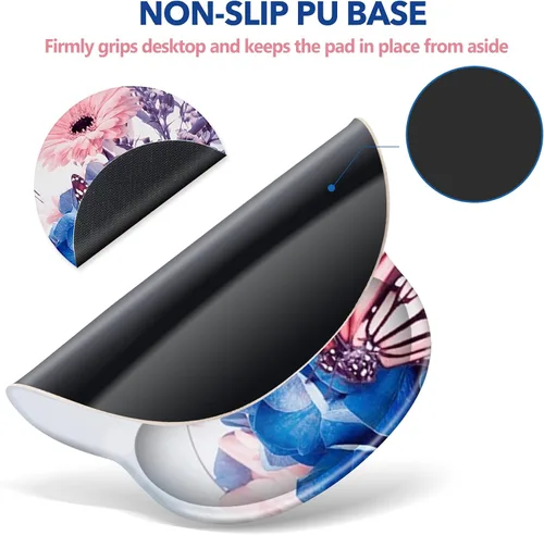 Vista 7 de AIMSA Alfombrilla de mouse con soporte para muñeca, reposamuñecas ergonómica, cómoda almohadilla de gel para mouse con base de poliuretano Butterfly