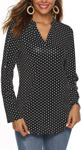 Vista 4 de Halife - Blusa para mujer, estilo túnica, manga 34 enrollable, cuello en V y estampado floral