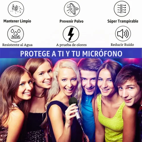 Vista 3 de SUNPRO 100 fundas desechables para micrófono, parabrisas sanitario no tejido para micrófono con banda de alta elasticidad, filtro pop acústicamente