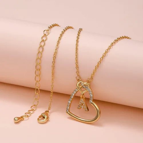 Vista 4 de Siowen Collar para mujeres y niñas, chapado en oro de 14 quilates, delicado dije de letra de 18 pulgadas, regalo de joyería para mujeres y niñas