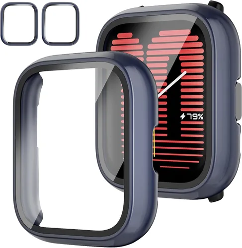 Vista 21 de Rc-Z Paquete de 2 fundas protectoras de pantalla para reloj inteligente Amazfit Active 2, parachoques de policarbonato duro, película de vidrio
