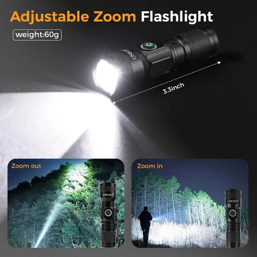 Vista 4 de UNROEVS Mini linterna recargable con imán, linternas de bolsillo de alto lúmenes con clip, luz LED compacta de 1200 lúmenes, pequeña luz y largo