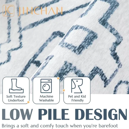 Vista 8 de jinchan Alfombra marroquí de pasillo 2x6 - Alfombra de pasillo lavable a máquina para cocina, alfombra moderna geométrica suave de pelo bajo