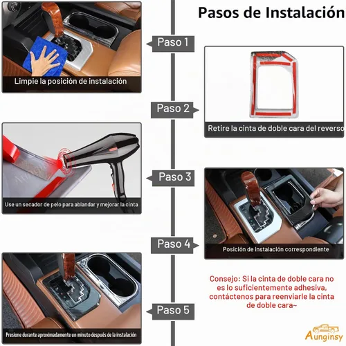 Vista 4 de Aunginsy Cubierta de panel de palanca de cambios de consola central compatible con accesorios Toyota Tundra 2014-2021, palanca de cambios de control