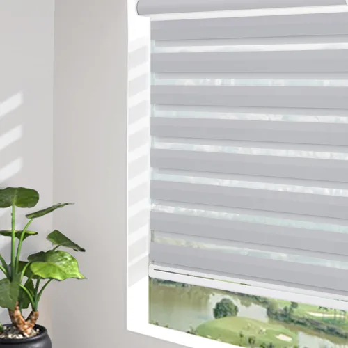 Vista 13 de Changshade - Persianas enrollables sin cordones de cebra de tamaño personalizado para ventana, cortinas enrollables de doble capa con filtro de luz