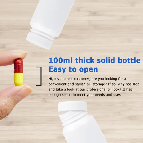 Vista 2 de Healifty 20 Uds. Botella de píldora de medicina de plástico portátil contenedor organizador con tapas para almacenamiento de viaje dispensador