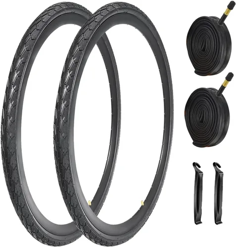 Vista 11 de Paquete de 2 neumáticos de bicicleta de 700 x 23C/25C/28C/35C/38C Plus tubos interiores de bicicleta, válvula Presta de 48mm o válvula Schrader