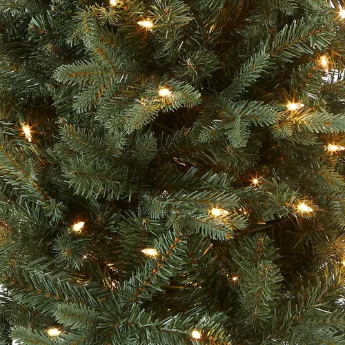 Vista 2 de árbol de arpillera National Tree, de 4 pies, con 150 luces transparentes (ED3-300-40) 150 Clear Lights,643 Tips, Burlap Base, Artificial, Green