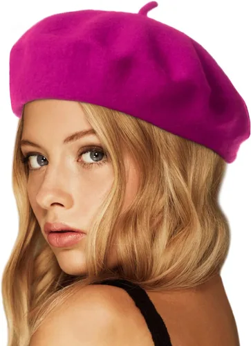 Vista 20 de Wheebo Boina de lana, color sólido, estilo francés, gorro cálido de invierno para mujeres y niñas Albaricoque