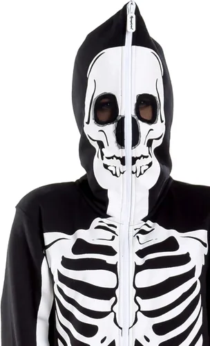 Vista 4 de Tipsy Elves - Disfraz de esqueleto de Halloween para mujer con estampado de espalda disfraz de esqueleto