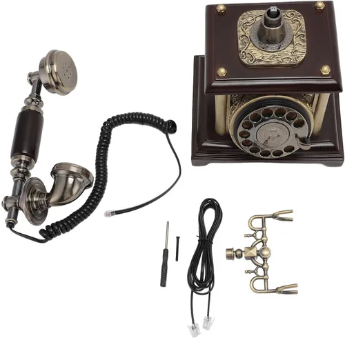 Vista 5 de Teléfono fijo antiguo con diseño clásico, teléfono fijo retro de elegancia vintage para hotel de oficina en casa