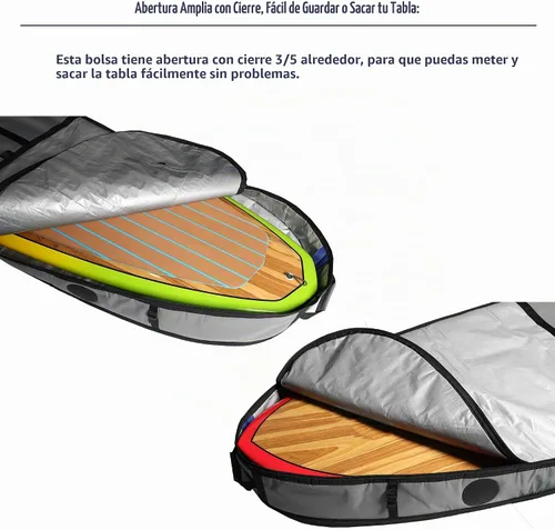 Vista 5 de Abahub Bolsa de viaje de SUP de alta calidad, funda acolchada de espuma para tabla de remo, bolsas de transporte para paddleboard, al aire libre