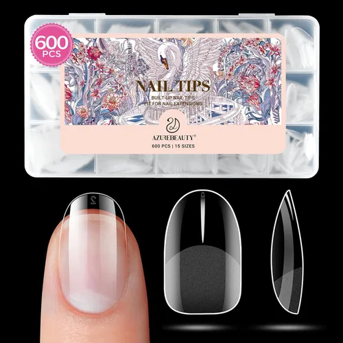 Vista 11 de Puntas de uñas cortas de almendra, 600 puntas de uñas de gel suave Almendra Corta