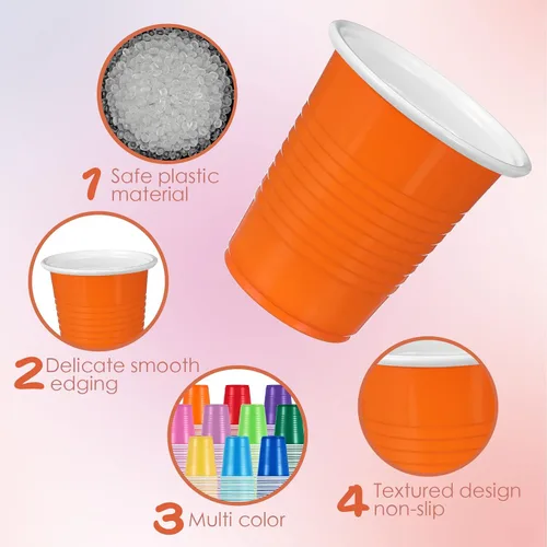 Vista 3 de Eaasty 1000 vasos de plástico desechables para fiestas, 10 colores, 5 onzas, vasos de plástico de 5 onzas, vasos desechables de varios